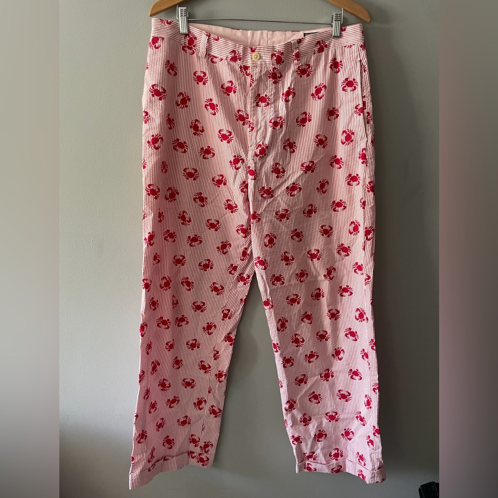 Vineyard Vines Club Red Crabs Seersucker Pants